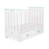 Lit Bébé a Barreaux avec Tiroir 120x60 cm Lorenzo Maxi Menthe Blanc