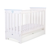 Lit Bébé a Barreaux avec Tiroir 120x60 cm Lorenzo Standard Blanc Bleu