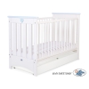 Lit Bébé a Barreaux avec Tiroir 120x60 cm Lorenzo Standard Blanc Bleu