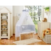 Lit Cododo avec Ciel Matelas et Linge Complet Gris à Pois Cœurs