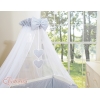 Lit Cododo avec Ciel Matelas et Linge Complet Gris à Pois Cœurs
