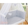 Lit Cododo avec Ciel Matelas et Linge Complet Gris à Pois Cœurs