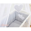 Lit Cododo avec Ciel Matelas et Linge Complet Gris à Pois Cœurs