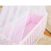 Lit Cododo avec Ciel Matelas et Linge Complet Rose Chevron