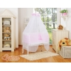 Lit Cododo avec Ciel Matelas et Linge Complet Rose Chevron