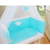 Lit Cododo avec Ciel Matelas et Linge Complet Turquoise à Pois Cœurs