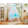 Lit Cododo avec Ciel Matelas et Linge Complet Turquoise à Pois Cœurs