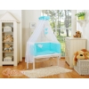 Lit Cododo avec Ciel Matelas et Linge Complet Turquoise à Pois Cœurs
