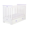 Lit pour Bébé a Barreaux 60x120 cm avec Tiroir Lorenzo Maxi Blanc Lila