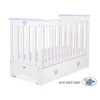 Lit pour Bébé a Barreaux 60x120 cm avec Tiroir Lorenzo Maxi Blanc Lila