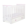 Lit pour Bébé a Barreaux 60x120 cm avec Tiroir Lorenzo Maxi Rose Blanc