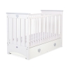 Lit pour Bébé a Barreaux avec Tiroir 120x60 cm Lorenzo Maxi Blanc Gris
