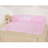 Matelas à Langer en Coton Rose Rayures Cœurs