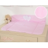 Matelas à Langer en Coton Rose Rayures Cœurs