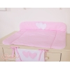 Matelas à Langer en Coton Rose Rayures Cœurs