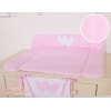 Matelas à Langer en Coton Rose Rayures Cœurs