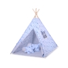Méga Lot: Tente de Tipi + Tapis de Jeu + Oreillers + Plumes Bleu étoiles