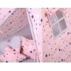 Méga Lot: Tente de Tipi + Tapis de Jeu + Oreillers + Plumes Bleu Rose Gris étoiles