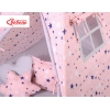 Méga Lot: Tente de Tipi + Tapis de Jeu + Oreillers + Plumes Bleu Rose Gris étoiles