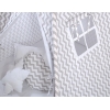 Méga Lot: Tente de Tipi + Tapis de Jeu + Oreillers + Plumes Gris Chevron