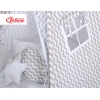 Méga Lot: Tente de Tipi + Tapis de Jeu + Oreillers + Plumes Gris Chevron
