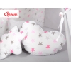 Méga Lot: Tente de Tipi + Tapis de Jeu + Oreillers + Plumes Rose Gris étoiles