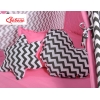 Méga Lot: Tente de Tipi + Tapis de Jeu + Oreillers + Plumes Rose Noir Chevron