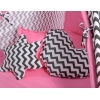 Méga Lot: Tente de Tipi + Tapis de Jeu + Oreillers + Plumes Rose Noir Chevron