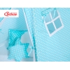 Méga Lot: Tente de Tipi + Tapis de Jeu + Oreillers + Plumes Turquoise à Pois