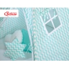 Méga Lot: Tipi pour Enfant avec Tapis de Jeu et Oreillers Menthe Chevron