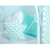 Méga Lot: Tipi pour Enfant avec Tapis de Jeu et Oreillers Menthe Chevron
