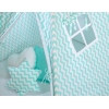 Méga Lot: Tipi pour Enfant avec Tapis de Jeu et Oreillers Menthe Chevron