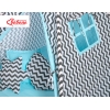 Méga Lot: Tipi pour Enfant avec Tapis de Jeu et Oreillers Noir Bleu Chevron
