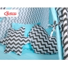 Méga Lot: Tipi pour Enfant avec Tapis de Jeu et Oreillers Noir Bleu Chevron