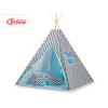 Méga Lot: Tipi pour Enfant avec Tapis de Jeu et Oreillers Noir Bleu Chevron