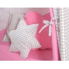 Méga Lot: Tipi pour Enfant avec Tapis de Jeu et Oreillers Rose Gris à Carreaux