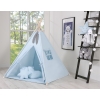 Méga Set: Tipi pour Enfant avec Tapis de Sol et Oreillers + Plumes Bleu