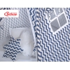 Méga Set: Tipi pour Enfant avec Tapis de Sol et Oreillers + Plumes Bleu Foncé Chevron