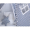 Méga Set: Tipi pour Enfant avec Tapis de Sol et Oreillers + Plumes Bleu Foncé Chevron