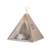 Méga Set: Tipi pour Enfant avec Tapis de Sol et Oreillers + Plumes Brun à Pois