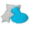 Méga Set: Tipi pour Enfant avec Tapis de Sol et Oreillers + Plumes Gris Turquoise à Carreaux