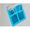 Méga Set: Tipi pour Enfant avec Tapis de Sol et Oreillers + Plumes Gris Turquoise à Carreaux
