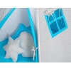 Méga Set: Tipi pour Enfant avec Tapis de Sol et Oreillers + Plumes Gris Turquoise à Carreaux