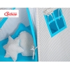 Méga Set: Tipi pour Enfant avec Tapis de Sol et Oreillers + Plumes Gris Turquoise à Carreaux