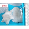 Méga Set: Tipi pour Enfant avec Tapis de Sol et Oreillers + Plumes Gris Turquoise à Carreaux