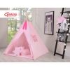 Méga Set: Tipi pour Enfant avec Tapis de Sol et Oreillers + Plumes Rose