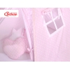 Méga Set: Tipi pour Enfant avec Tapis de Sol et Oreillers + Plumes Rose à Pois