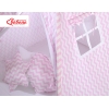 Méga Set: Tipi pour Enfant avec Tapis de Sol et Oreillers + Plumes Rose Chevron