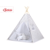 Mini Lot: Tente de Tipi + Tapis de Jeu + Plumes Décoratives Gris Chevron