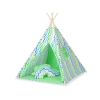 Mini Lot: Tente de Tipi + Tapis de Jeu + Plumes Décoratives Vert Bleu Chevron